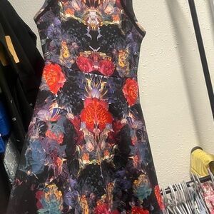 Nicole Black Floral-Print Mini Dress with Red and Purple Accents